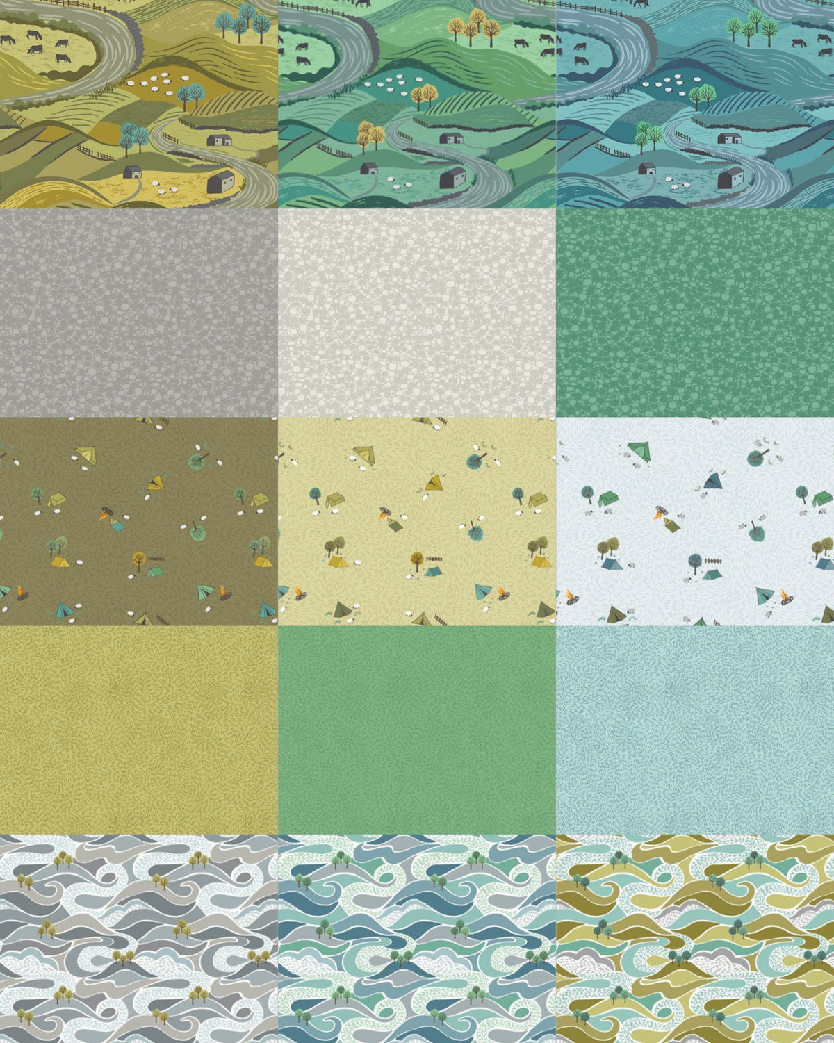 Lewis & Irene Littondale Fabric Collection Camping on Earthy Green A539.3