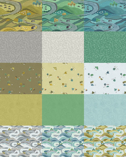 Lewis & Irene Littondale Fabric Collection Camping on Earthy Green A539.3