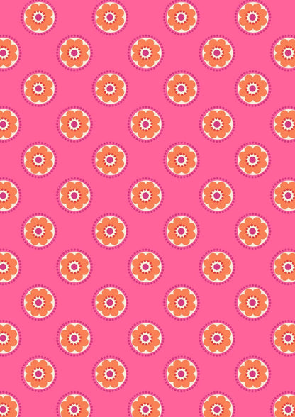 Lewis & Irene Flower Child Fabric Collection Funky Daisies on Pink A437.2