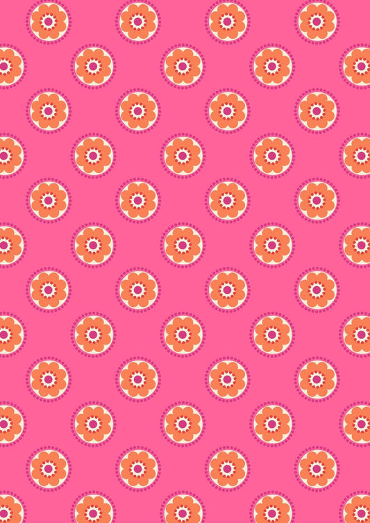 Lewis & Irene Flower Child Fabric Collection Funky Daisies on Pink A437.2