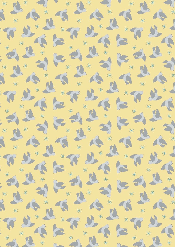 Lewis & Irene Oh Darling! Fabric Collection Flying Bluebirds on Lemon Premium 100% Cotton Quilt Shop Quality Fabrics