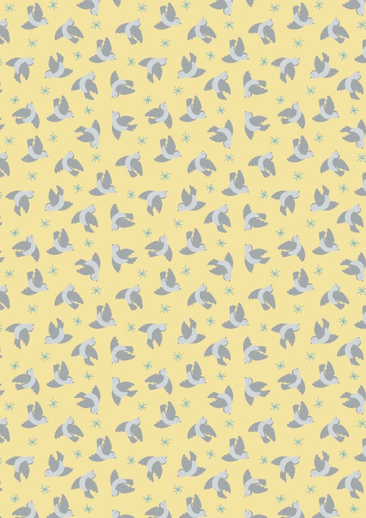 Lewis & Irene Oh Darling! Fabric Collection Flying Bluebirds on Lemon Premium 100% Cotton Quilt Shop Quality Fabrics