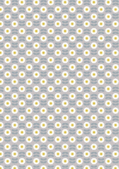 Lewis & Irene Love Me Love Me Not Fabric Collection Retro Daisies on Mid Grey A274.2