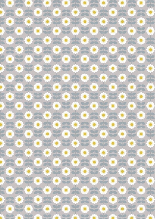 Lewis & Irene Love Me Love Me Not Fabric Collection Retro Daisies on Mid Grey A274.2