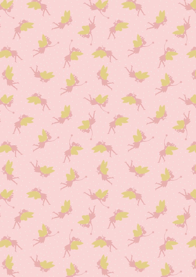 Lewis & Irene Small Things Mystical and Magical Fabric Collection Gold Metallic Fairies on Pink Premium 100% Cotton Fabrics