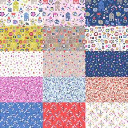 Lewis & Irene Hann’s House Fabric Collection Shapes on White