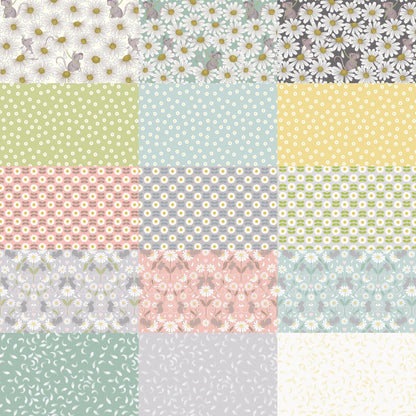 Lewis & Irene Love Me Love Me Not Fabric Collection Retro Daisies on Mid Grey A274.2