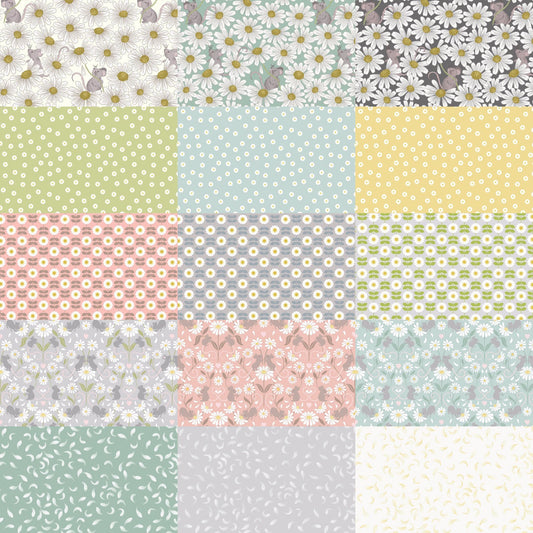 Lewis & Irene Love Me Love Me Not Fabric Collection Retro Daisies on Mid Grey A274.2