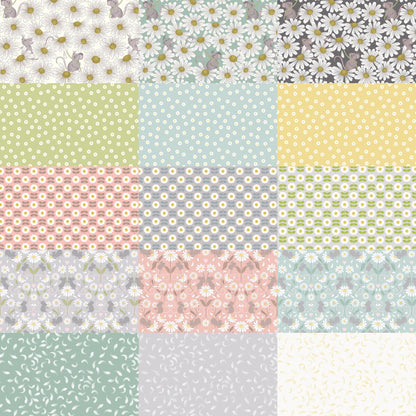 Lewis & Irene Love Me Love Me Not Fabric Collection Retro Daisies on Palest Grey A274.1