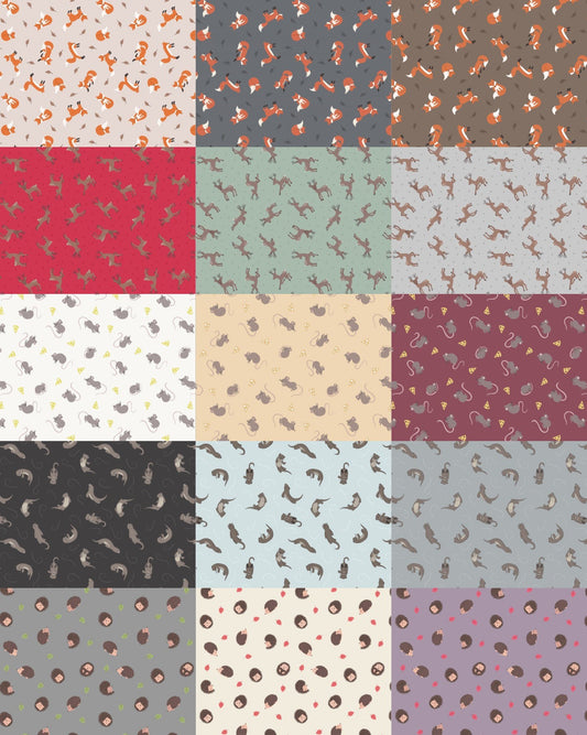 END OF BOLT 17" Lewis & Irene Small Things Country Creatures Fabric Collection Deer on Red Premium 100% Cotton Quilt Shop Quality Fabrics