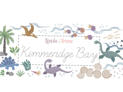 Lewis & Irene Kimmeridge Bay Fabric Collection Dino Rock Layers on Grey Green A305.2