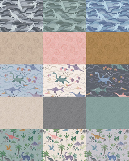 Lewis & Irene Kimmeridge Bay Fabric Collection Dino Rock Layers on Grey Green A305.2
