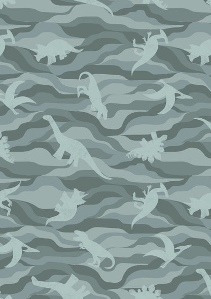 Lewis & Irene Kimmeridge Bay Fabric Collection Dino Rock Layers on Grey Green A305.2