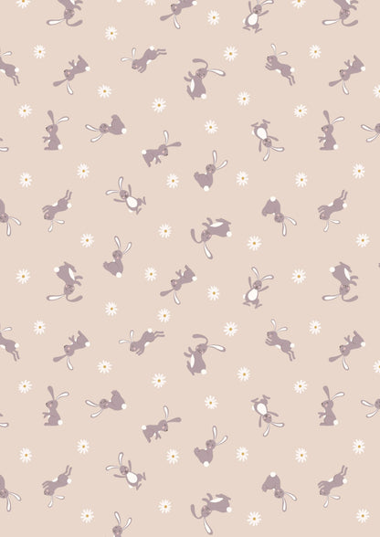 Lewis & Irene Bunny Hop Fabric Collection Bunny on Dark Cream A529.1
