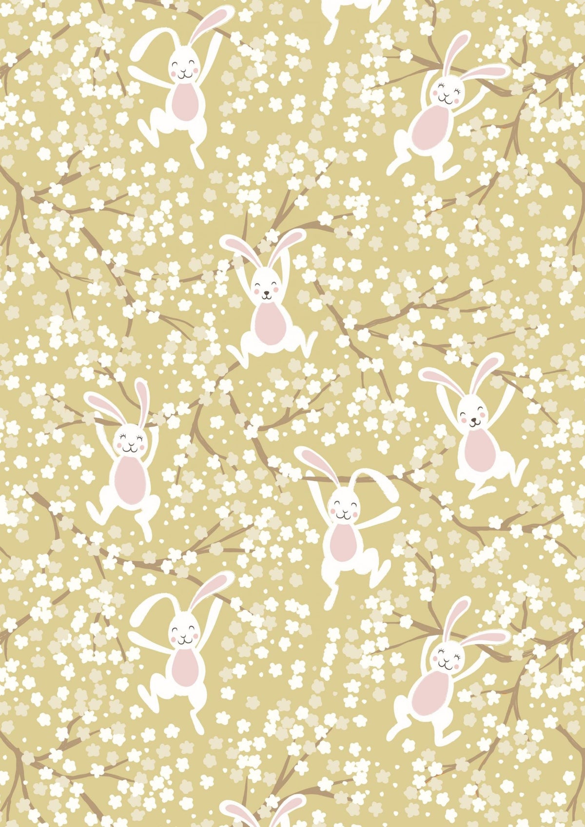 END OF BOLT 10" Lewis & Irene Bunny Hop Fabric Collection Swinging Bunny on Spring Yellow A526.2