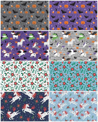Camelot Unicorns Always in Season Fabric Collection Bats on Grey