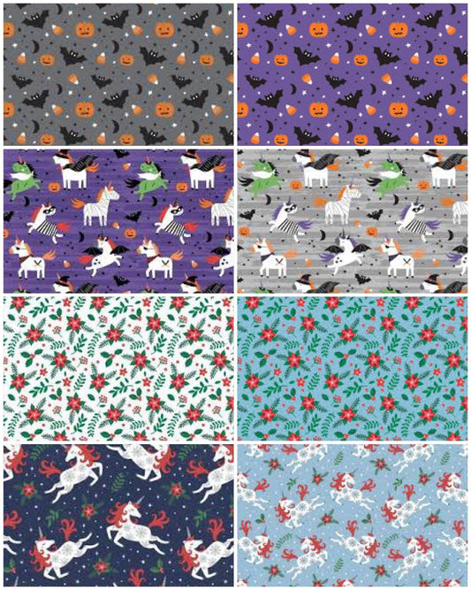 Camelot Unicorns Always in Season Fabric Collection Bats on Grey