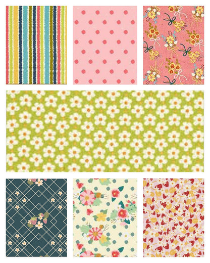Riley Blake Strawberry Jam Fabric Collection Flowers & Dots on Cream Premium 100% Cotton Quilt Shop Quality Fabrics