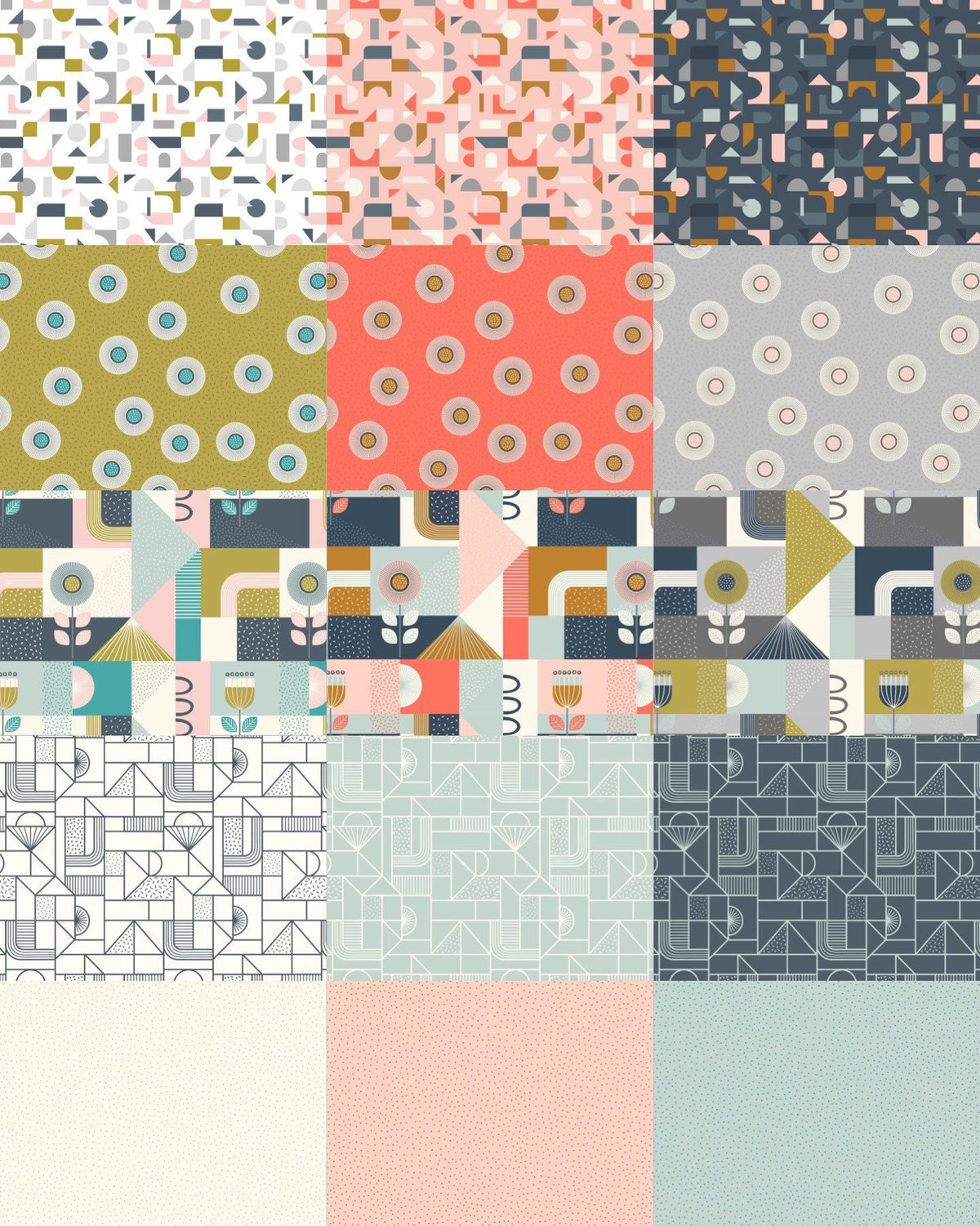Lewis & Irene Forme Fabric Collection Scattered Geometric on Navy A412.3