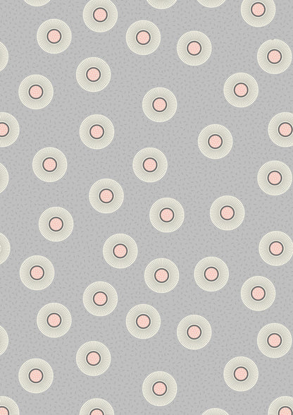 END OF BOLT 12" Lewis & Irene Forme Fabric Collection Gray Flower Dots Authentic Premium 100% Cotton Quilt Shop Quality Fabrics