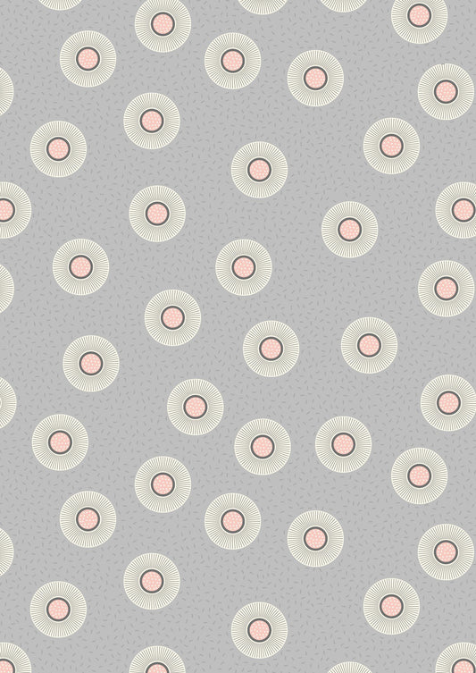 END OF BOLT 12" Lewis & Irene Forme Fabric Collection Gray Flower Dots Authentic Premium 100% Cotton Quilt Shop Quality Fabrics
