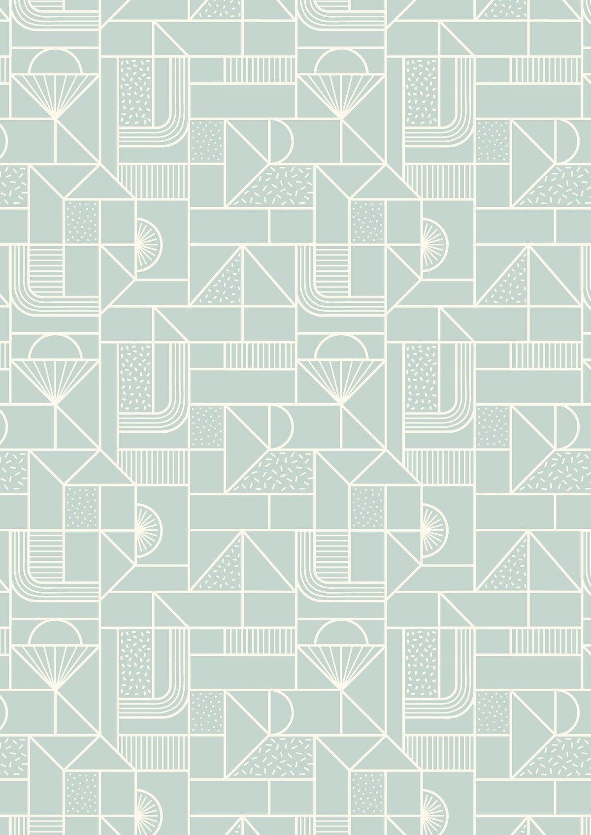 Lewis & Irene Forme Fabric Collection All Over Geometric on Soft Duck Egg Blue A411.2
