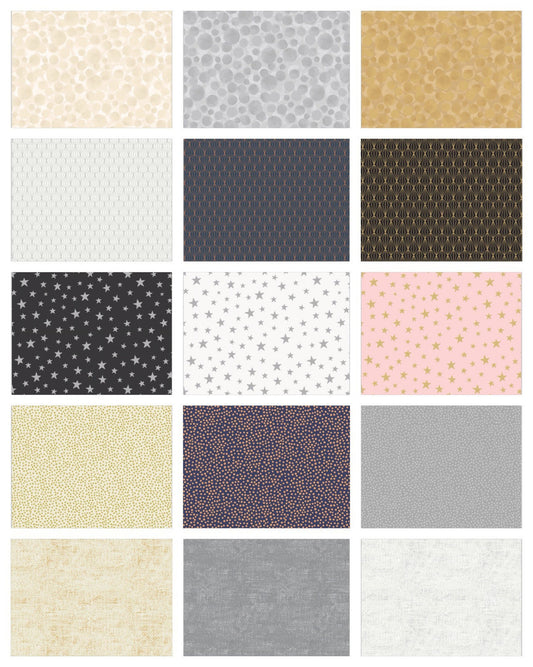 Lewis & Irene Marvelous Metallics Fabric Collection 15 Piece Fat Quarter Bundle