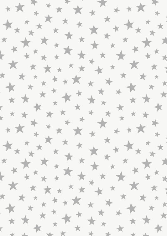 Lewis & Irene Marvelous Metallics Fabric Collection Metallic Silver Stars on Cream MM1.1