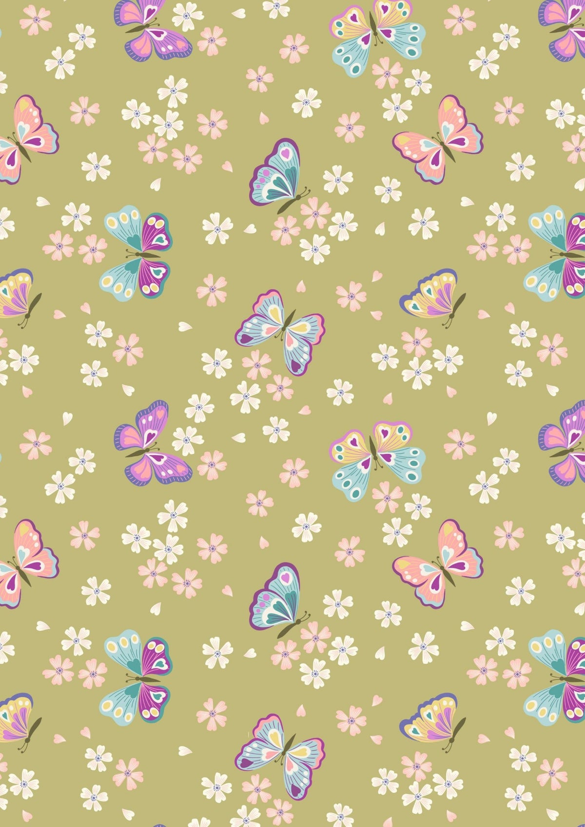 Lewis & Irene Love Blooms Fabric Collection Butterflies on Summer Green A523.3