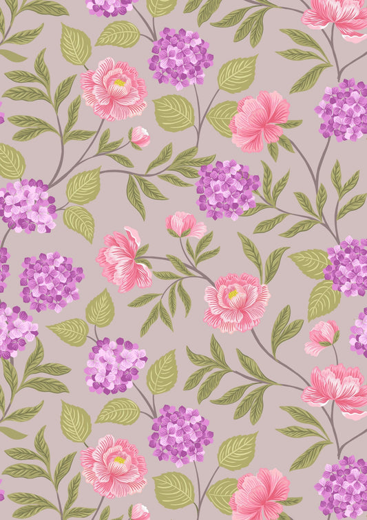 Lewis & Irene Love Blooms Fabric Collection Peony and Hydrangea on Natural Authentic Premium 100% Cotton Quilt Shop Quality Fabrics
