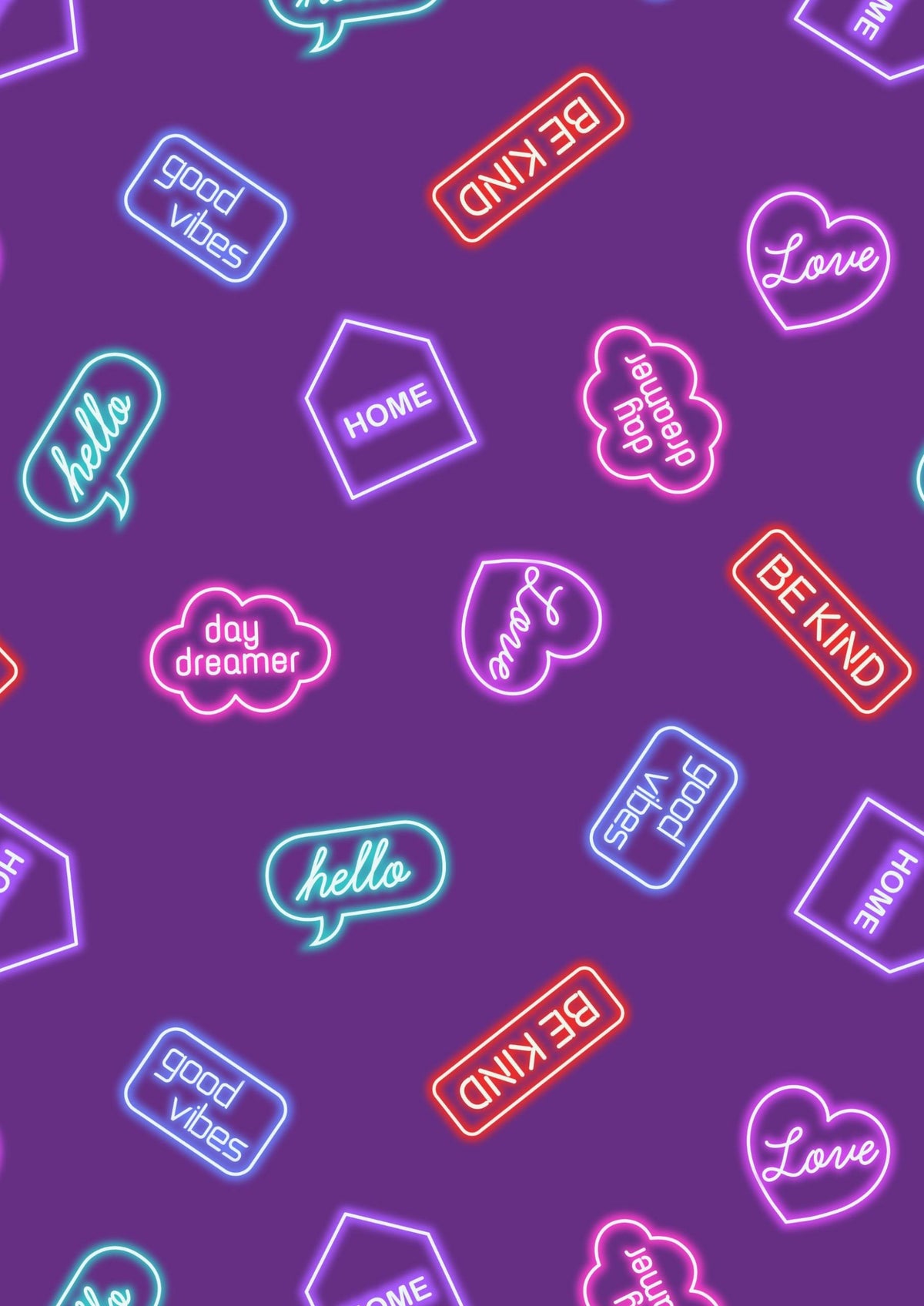 Glow-In-The-Dark Lewis & Irene Small Things Glow Fabric Collection Neon Signs on Purple Authentic Premium 100% Cotton Fabric