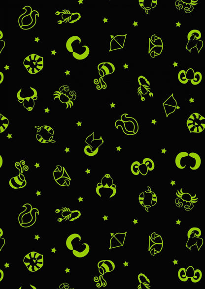 Lewis & Irene Small Things Glow Fabric Collection Glowing Star Signs on Light Clay Premium 100% Cotton Fabrics