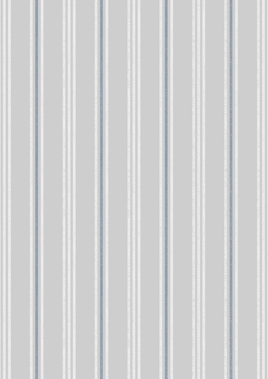 Lewis & Irene Thalassophile Fabric Collection Coastal Stripe on Light Grey Premium 100% Cotton Quilt Shop Quality Fabrics