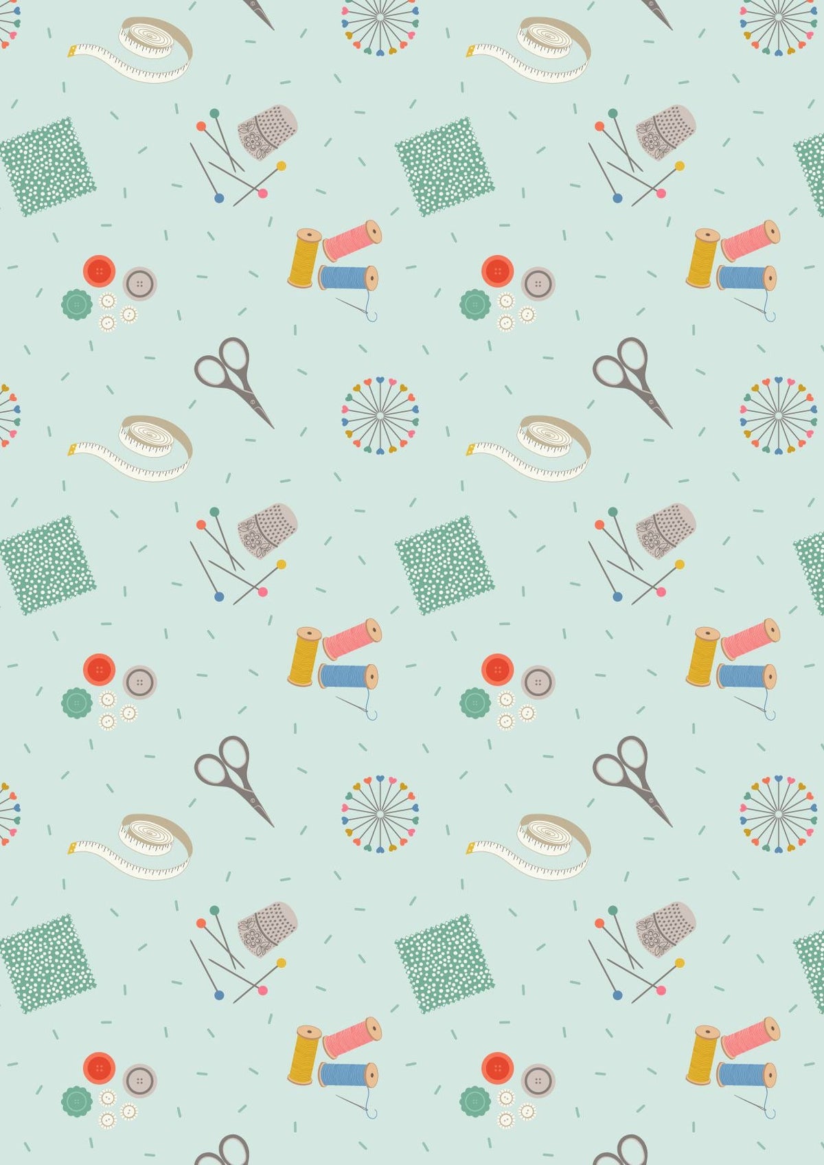 END OF BOLT 13" Lewis & Irene Small Things Crafts Fabric Collection Sewing on Light Blue Authentic Premium 100% Cotton Fabrics