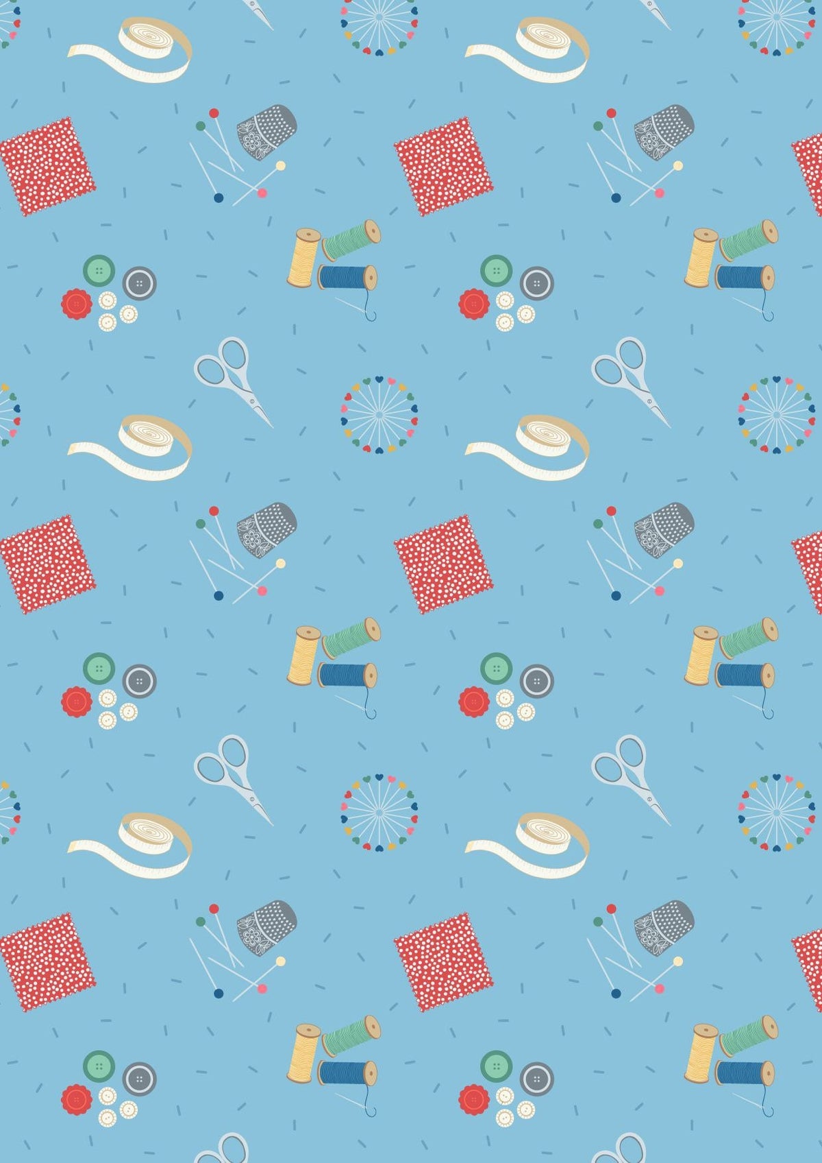 Lewis & Irene Small Things Crafts Fabric Collection Sewing on Turquoise Premium 100% Cotton Quilt Shop Quality Fabrics