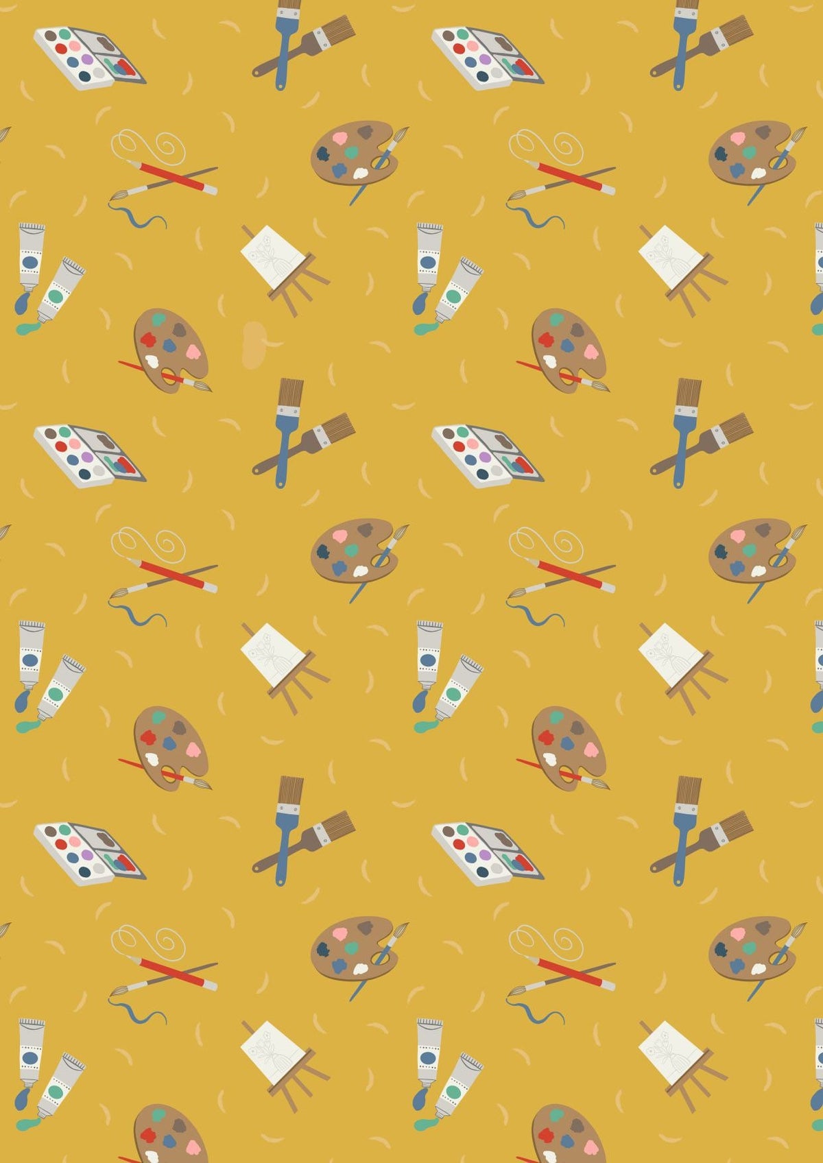 Lewis & Irene Small Things Crafts Fabric Collection Painting on Yellow Premium 100% Cotton Quilt Shop Quality Fabrics