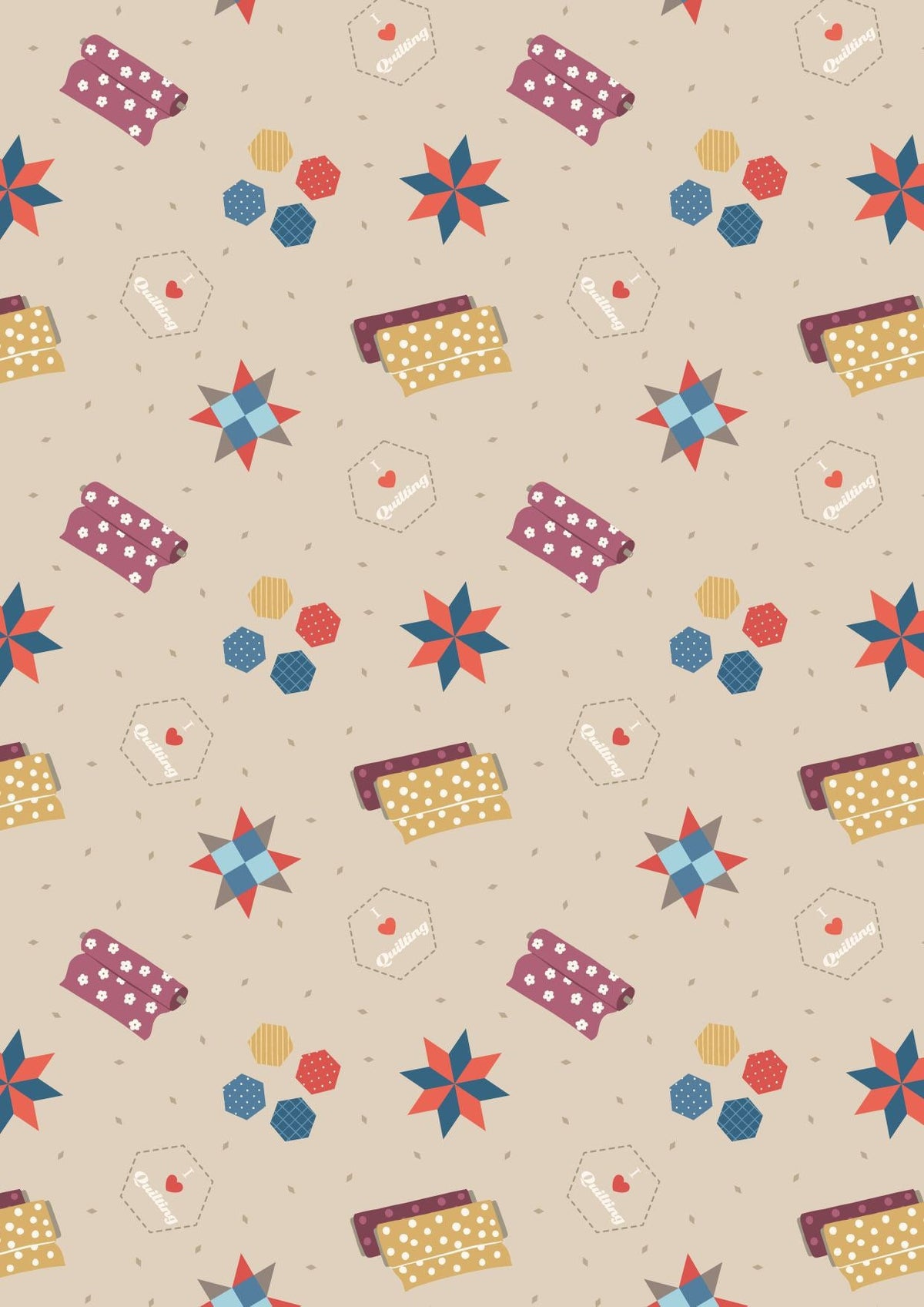 Lewis & Irene Small Things Crafts Fabric Collection Quilting on Natural Premium 100% Cotton Quilt Shop Quality Fabrics