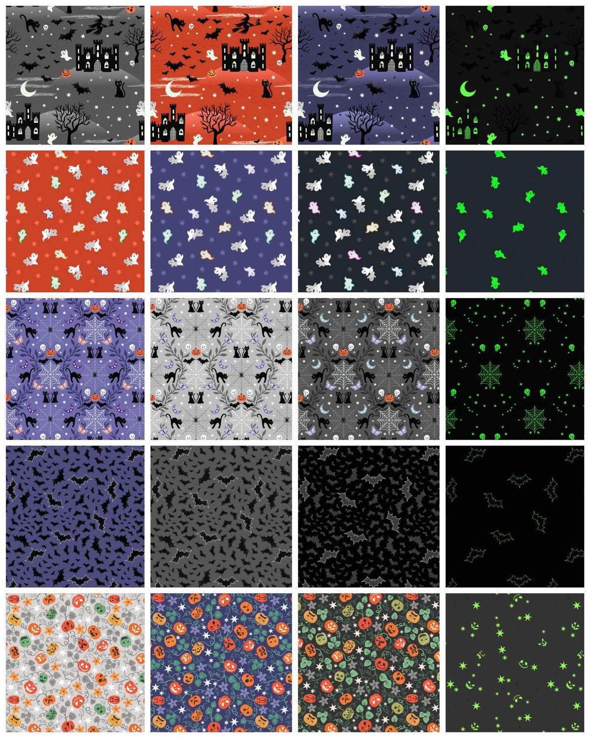 Glow-In-The-Dark Lewis & Irene Castle Spooky Fabric Collection Glowing Bats on Black Authentic Premium 100% Cotton Fabrics