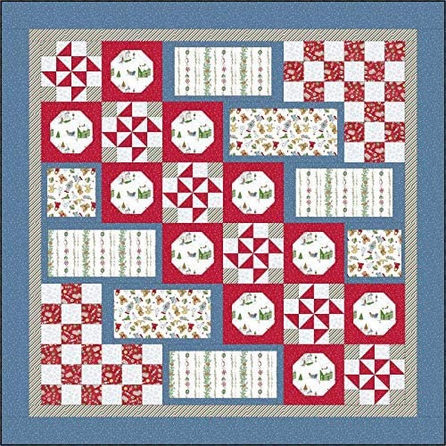 Maywood Studio Christmas Joy Fabric Collection Santa's Stocking Fillers Quilt Kit Premium 100% Cotton Flannel 74”x74”