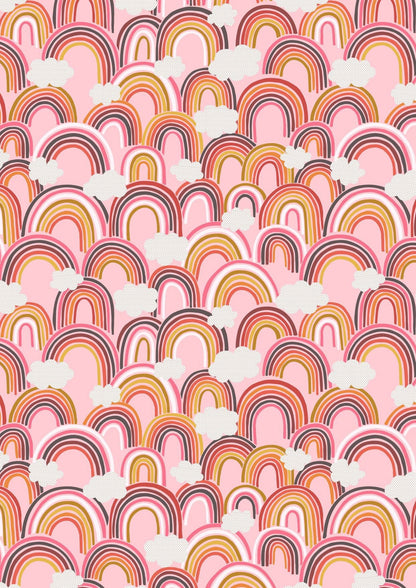 Lewis & Irene Rainbows Fabric Collection All Over Rainbows on Pink Authentic Premium 100% Cotton Quilt Shop Quality Fabrics