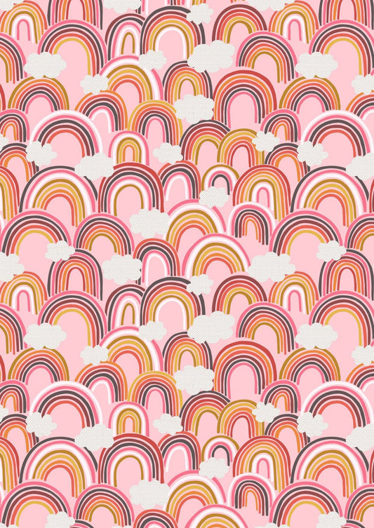 Lewis & Irene Rainbows Fabric Collection All Over Rainbows on Pink Authentic Premium 100% Cotton Quilt Shop Quality Fabrics