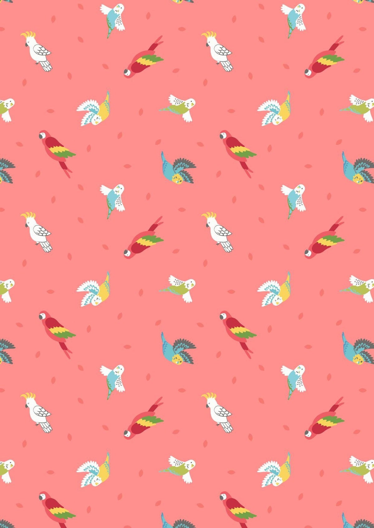Lewis & Irene Small Things Pets Fabric Collection Birds on Tropical Coral Premium 100% Cotton Quilt Shop Quality Fabrics