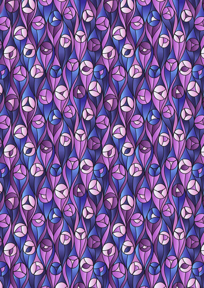 END OF BOLT 1YD34” Lewis & Irene Reflections Fabric Collection Buds on Purples and Blues Premium 100% Cotton Quilt Shop Quality Fabrics