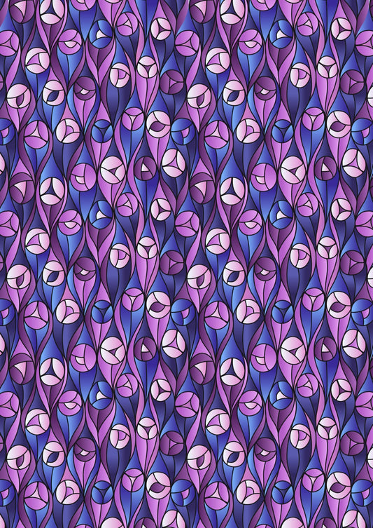 END OF BOLT 1YD34” Lewis & Irene Reflections Fabric Collection Buds on Purples and Blues Premium 100% Cotton Quilt Shop Quality Fabrics