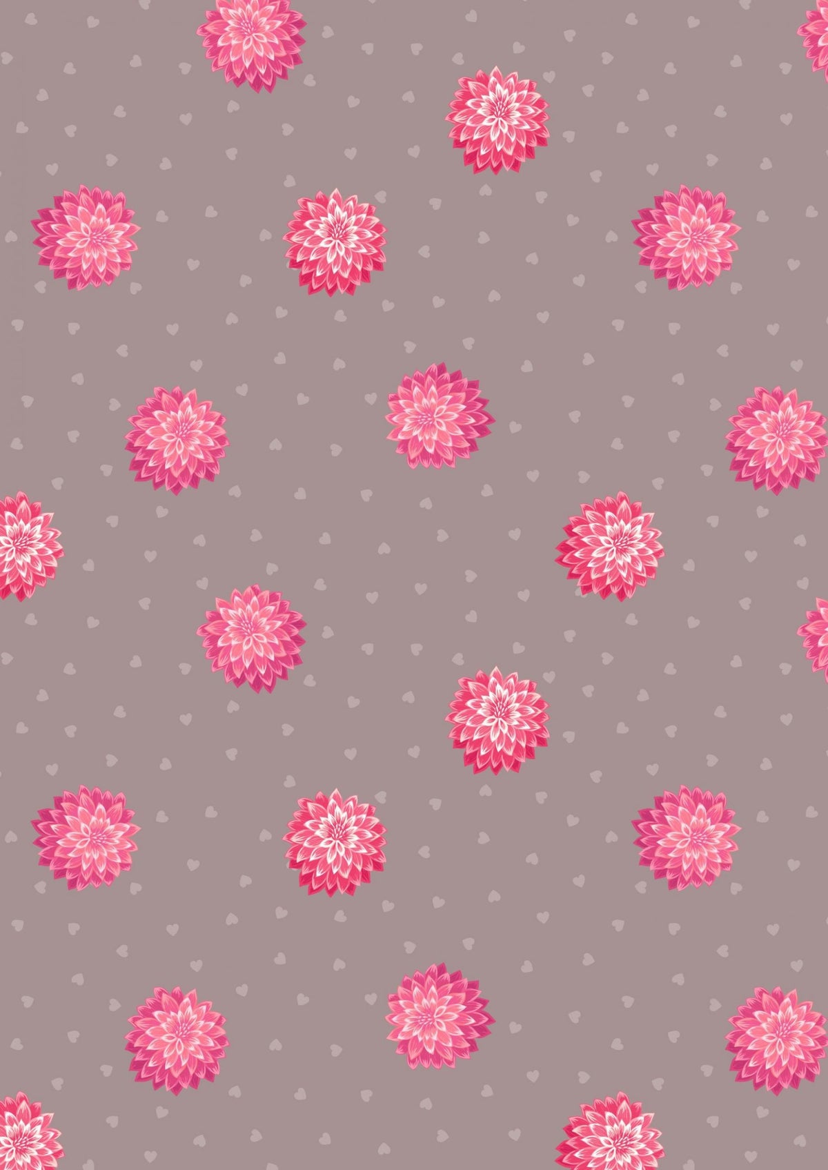 Lewis & Irene Love Blooms Fabric Collection Dahlias and Hearts on Cappuccino A524.3