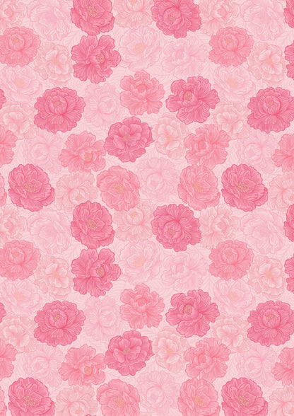 Lewis & Irene Love Blooms Fabric Collection Peony Blooms on Pink A525.2
