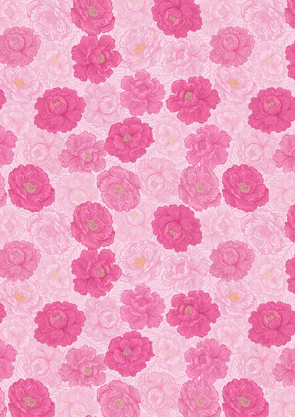 Lewis & Irene Love Blooms Fabric Collection Peony Blooms on Bright Pink Premium 100% Cotton Quilt Shop Quality Fabrics