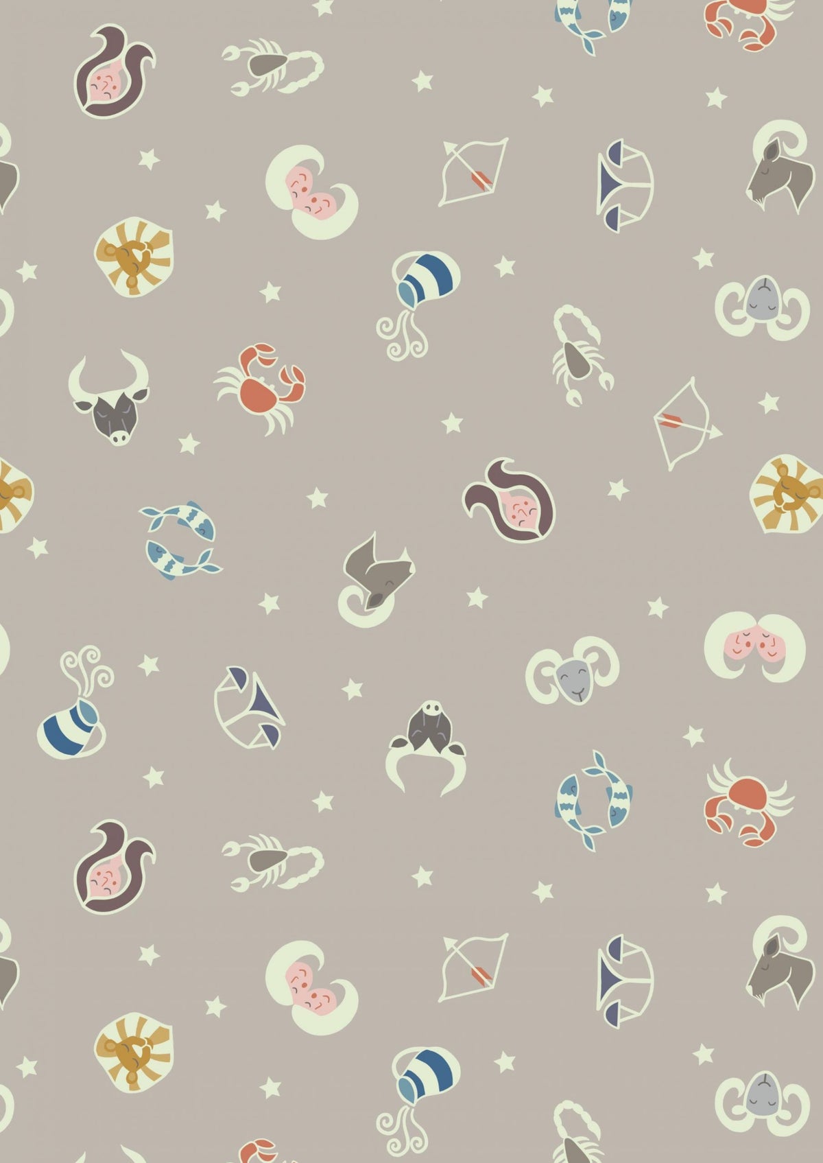 Lewis & Irene Small Things Glow Fabric Collection Glowing Star Signs on Light Clay Premium 100% Cotton Fabrics