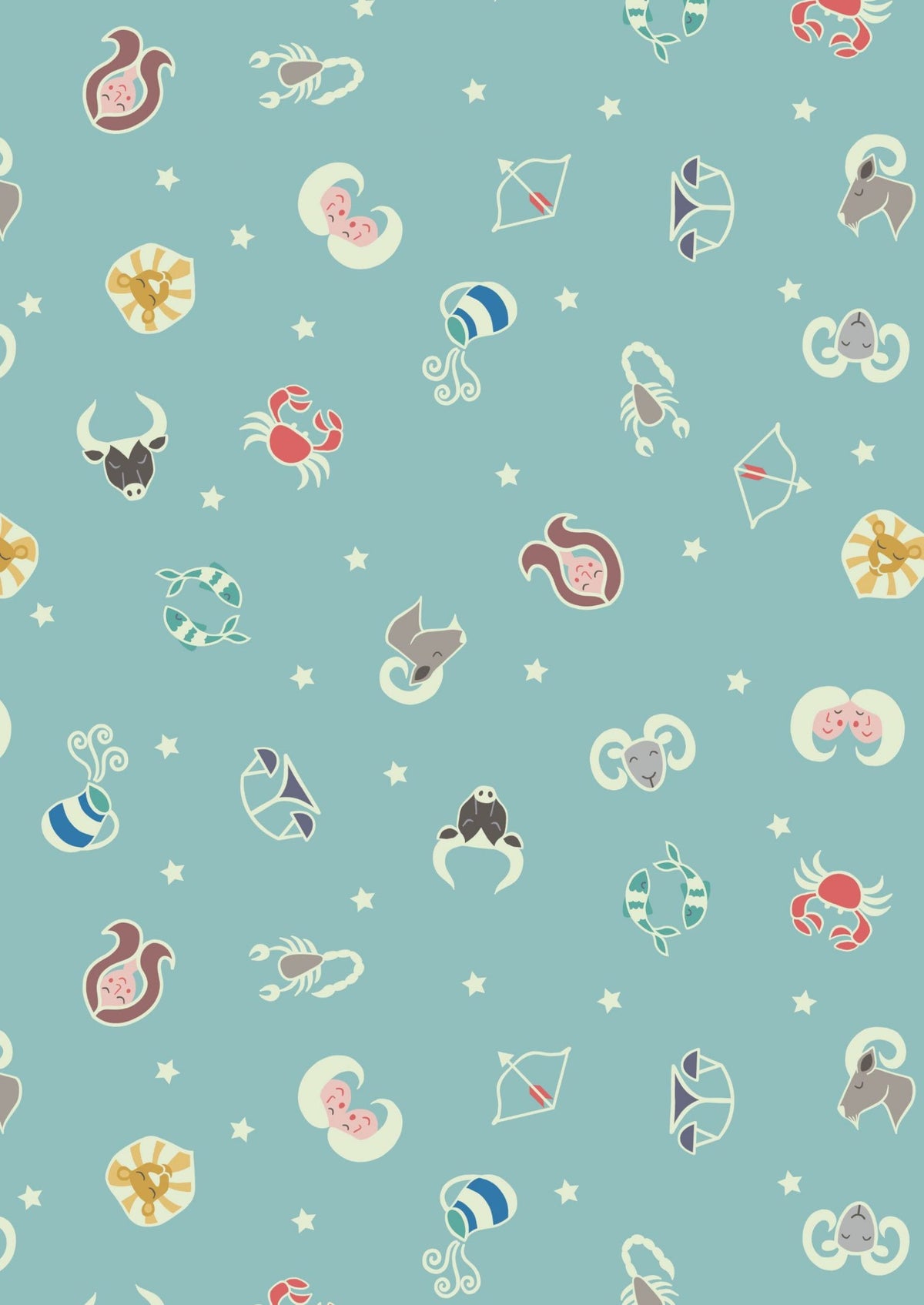 Lewis & Irene Small Things Glow Fabric Collection Glowing Star Signs on Dreamy Blue Premium 100% Cotton