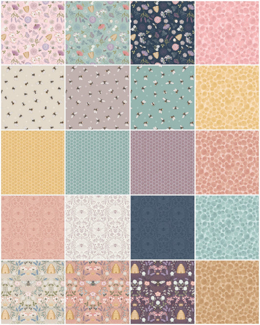 Lewis & Irene Queen Bee Fabric Collection Busy Bees on Dark Cream Premium 100% Cotton Quilt Shop Quality Fabrics